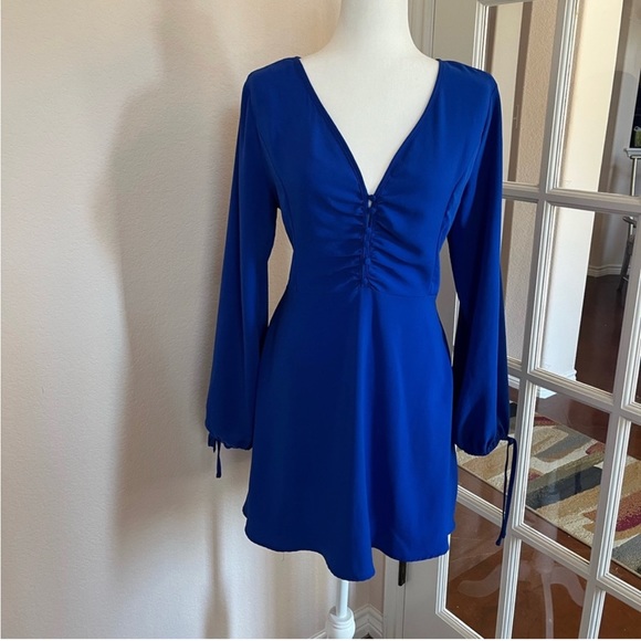 Lulus Keep A Secret Royal Blue Long Sleeve
Skater Dress - Picture 2 of 9